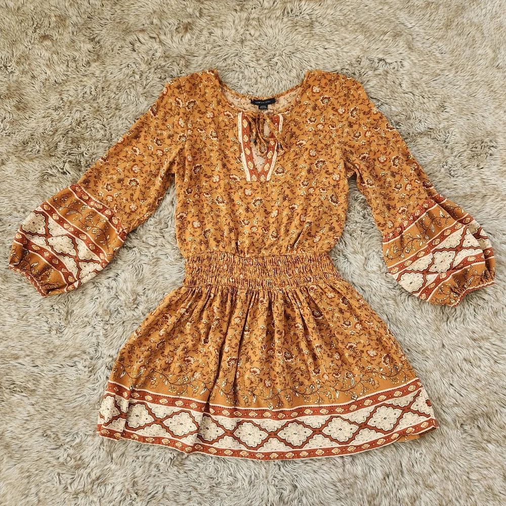 American Eagle‎ Outfitters Peasant Mini Dress Orange Women's Size Small